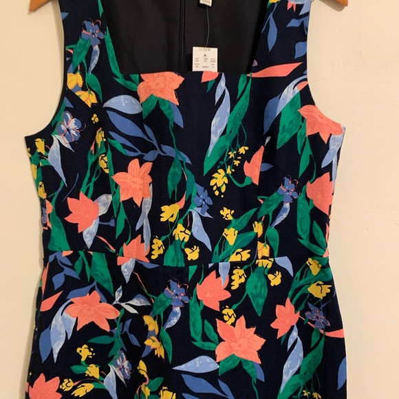 NWT J. Crew Floral Basket Weave Square Neckline Dress - Picture 3 of 7